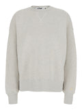 Gray Sweatshirt With Crystal Details Star- Unisex Oversize Crewneck- Double Layer- Destroyed Wash- Embellishment- Star Label Cotton Women Grey Sweatshirts
