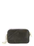 Shoulder Bag GWA00228A00075955357 with Removable Chain Strap and Star Patch on Black Leather Front for Women Cow Crossbody