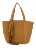 SHOPPING 24.7 EW REGULAR SUEDE BODY ANTIQUE BRASS METAL DETAILS Brown Leather Tote Bag with for Women Cow