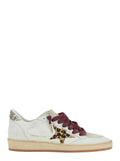 Sneaker Ballstar Low Top with Star Patch Glitter and Heel Logo Lettering in White Leather for Women