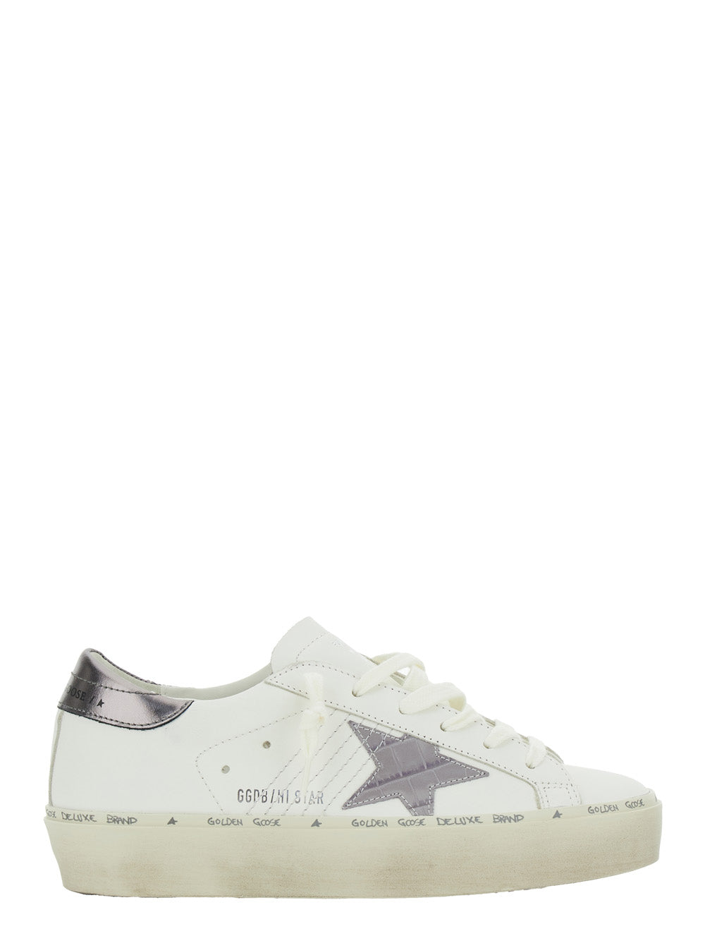 Hi Star WhiteLow Top Sneakers with Patch on the Side and Logo Lettering Heel in Leather Woman White Cow