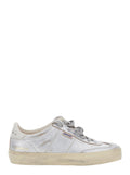 Soul-Star Metallic Low Top Sneakers with Logo Lettering on Tongue and Heel in Laminated Leather Woman Cow Sheep