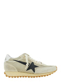 Marathon Beige Low Top Sneakers with Patch Star on the Side and Logo Lettering Heel in Leather Fabric Woman