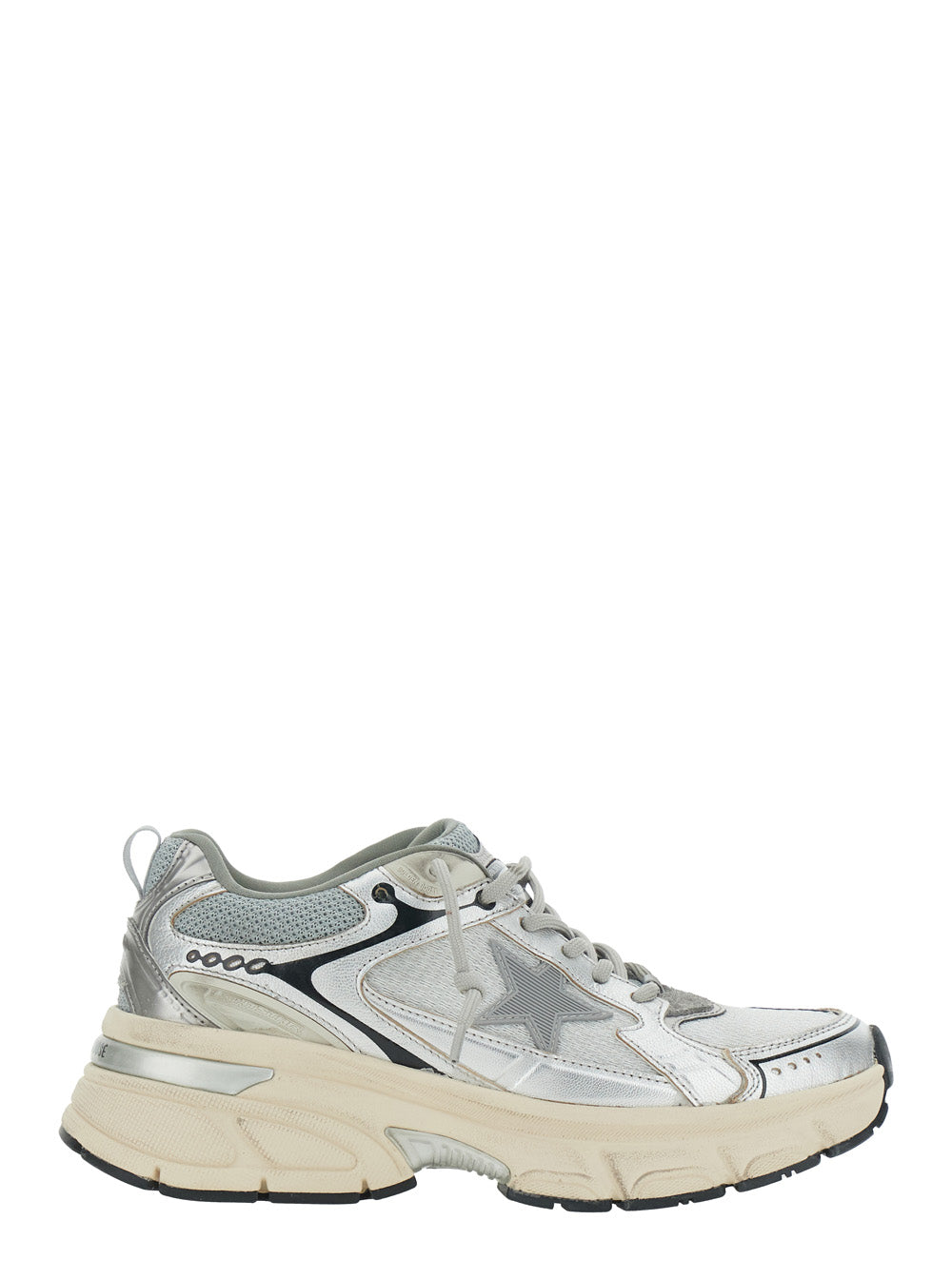 Lightstar Low Top Sneakers with Star Patch on the Side and Logo Tongue in Gray Leather Fabric for Women Grey