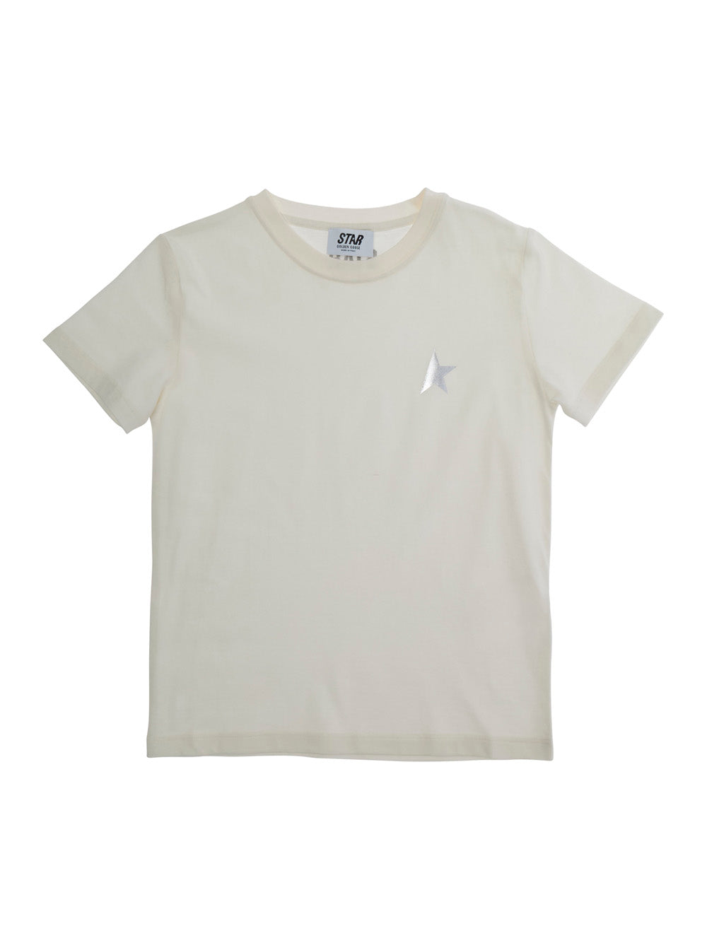 White Unisex Star T-Shirt With Metallic Print In Mens Cotton Sweatshirts