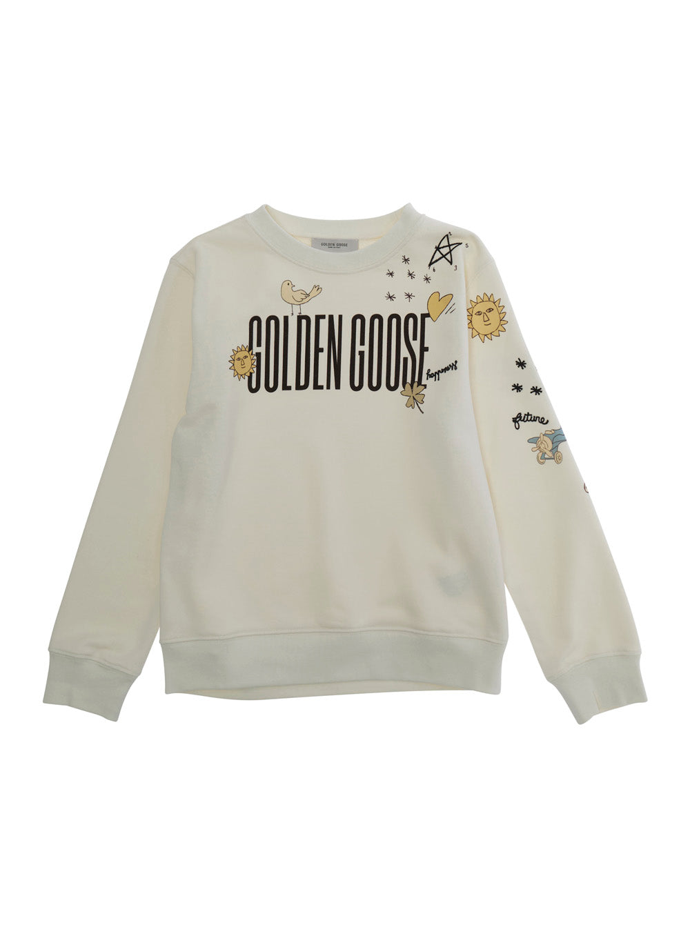Sweatshirt Unisex Crewnek With Printed And Embroidered Doodles White In Cotton Men Polyester Sweatshirts