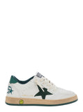 Sneaker Ballstar Low Top with Star Patch on the Side and Maxi Lettering Back in White Leather for Kids Goat Cow