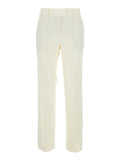 White Pants With Side Pockets And High Waist For Women Trousers