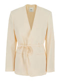 White Jacket with Front Closure and Pockets for Women Blazers