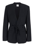 BLACK JACKET with Front Closure and Side Pockets in Tech Fabric for Women Blazers