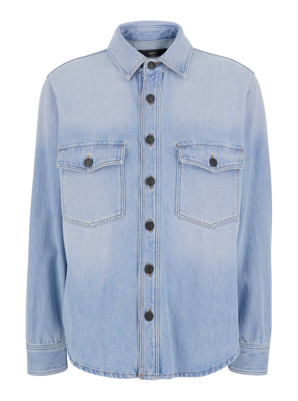 LONG SLEEVE SHIRT - with Classic Collar and Front Buttons In Cotton Light Blue Women Blouses