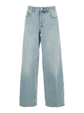 Blue Jeans with Belt Loops and Logo Patch on the Back in Womens Denim Light