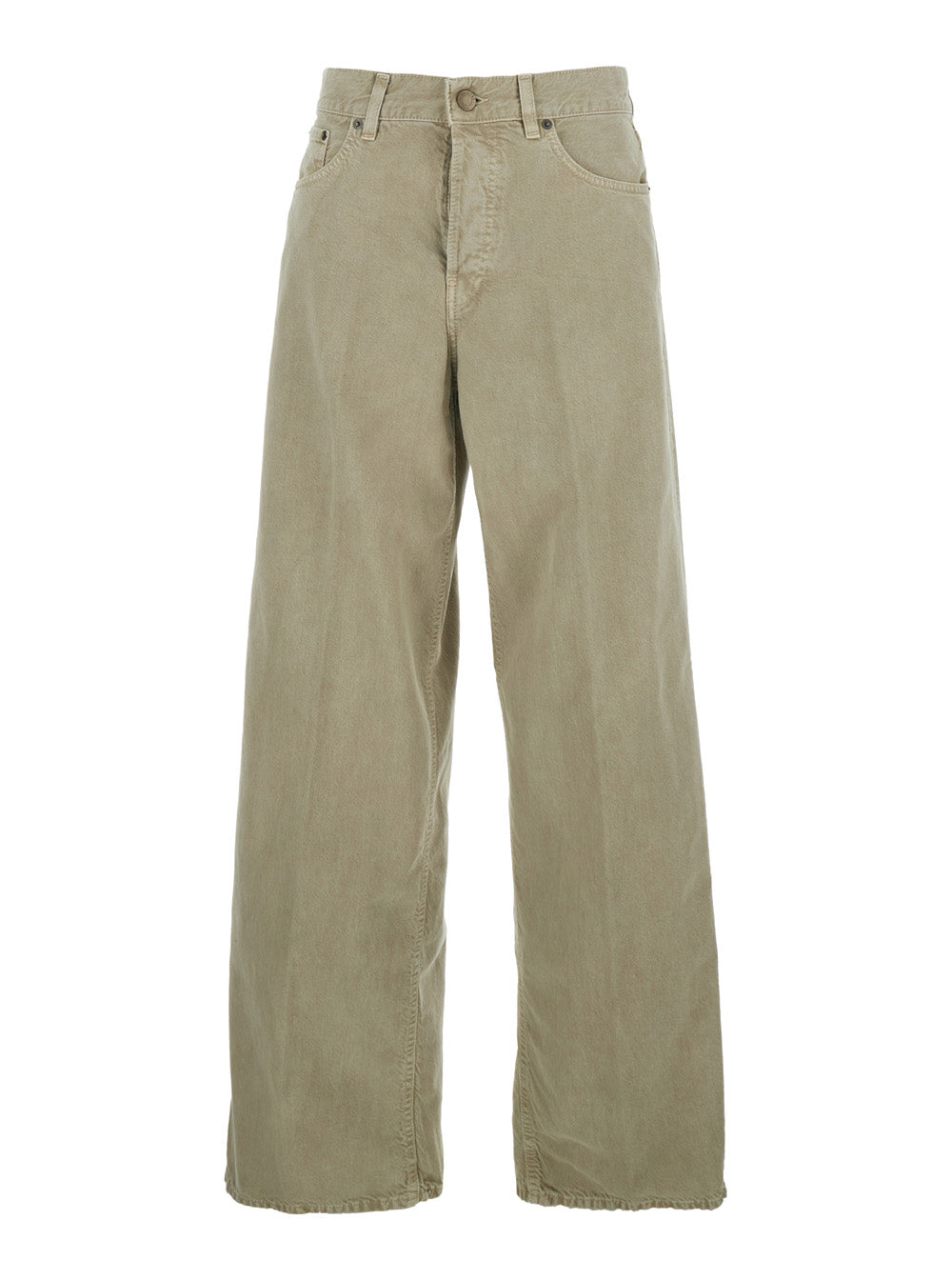 Khaki Green Jeans With Belt Loops And Logo Patch On The Back Womens Denim - 29