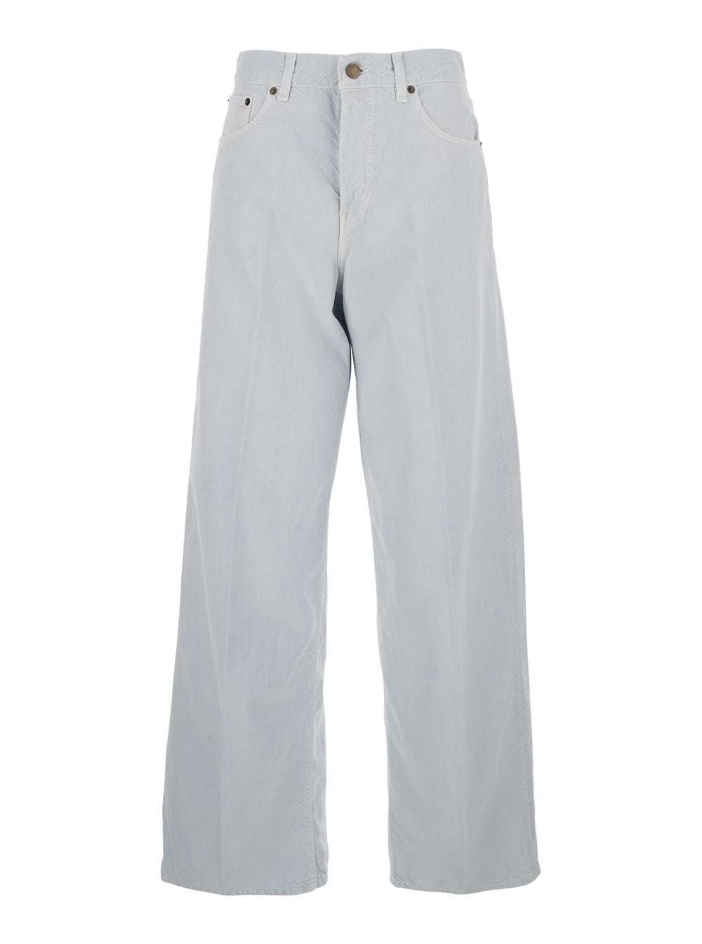Gray Jeans with Belt Loops and Logo Patch on the Back in Womens Denim Grey