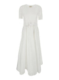 Long Dress with Bow on the Front in White Tech Fabric for Women Polyester