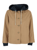 Reversible Brown Cotton Jacket with Hood for Women Outerwear