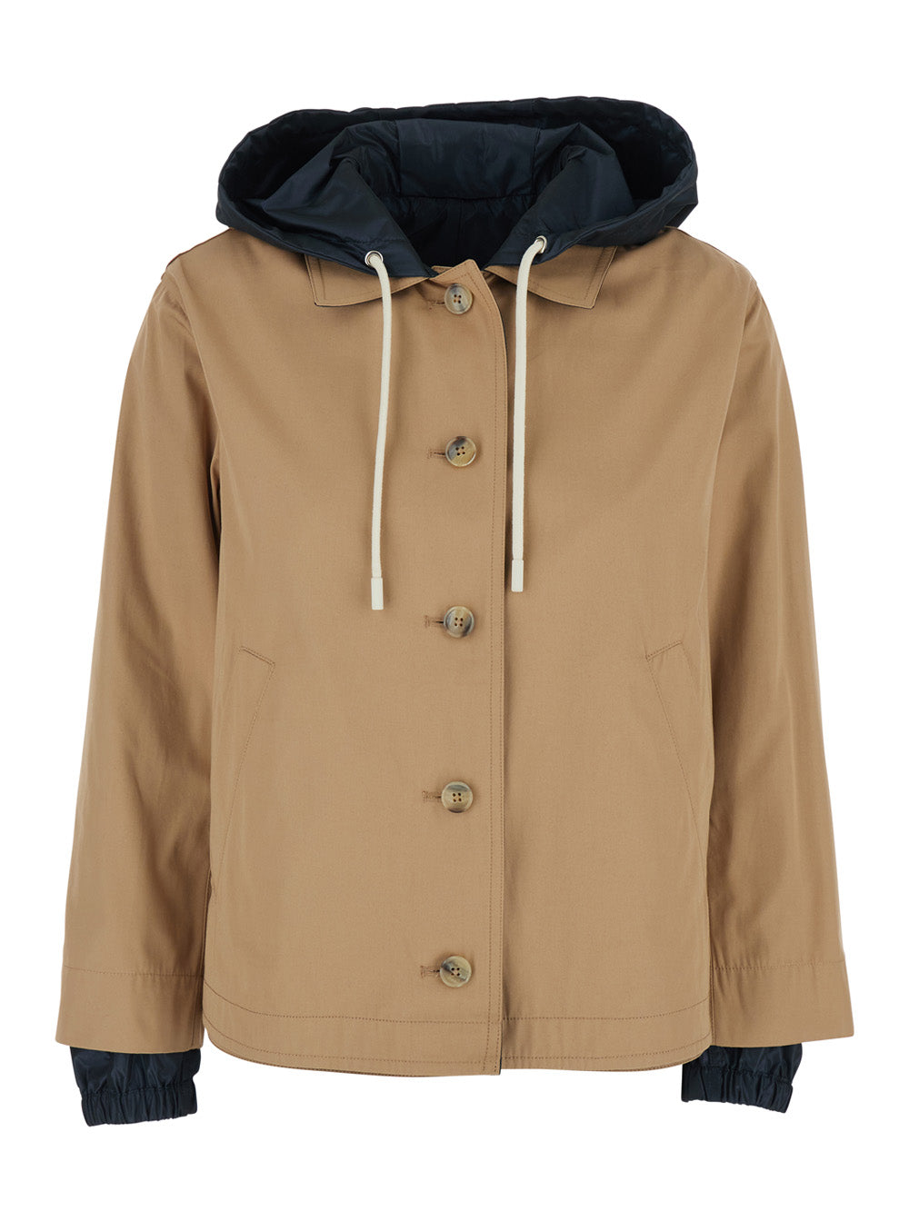 Reversible Brown Cotton Jacket with Hood for Women Outerwear
