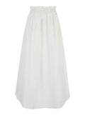 White Tech Fabric Skirt with Elastic Waist and Logo Plate for Women Polyester