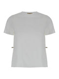 T-Shirt with Drawstring and Vent on the Back in White Cotton for Women Tshirts Polo Shirts