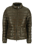 Green Puffer Jacket with Quilted Design for Men Polyamide Down