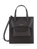 Handbag Pocket M With Elegant Details In Brown Leather Calf Hand Bags