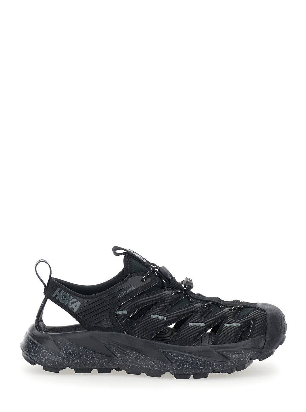 Hopara Black Sandals With High Rubber Sole And Logo Lettering On The Side Tech Fabric Unisex