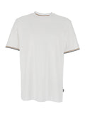 White T-Shirt with Contrast Details on the Sleeves for Men Cotton Tshirts And Polo Shirts