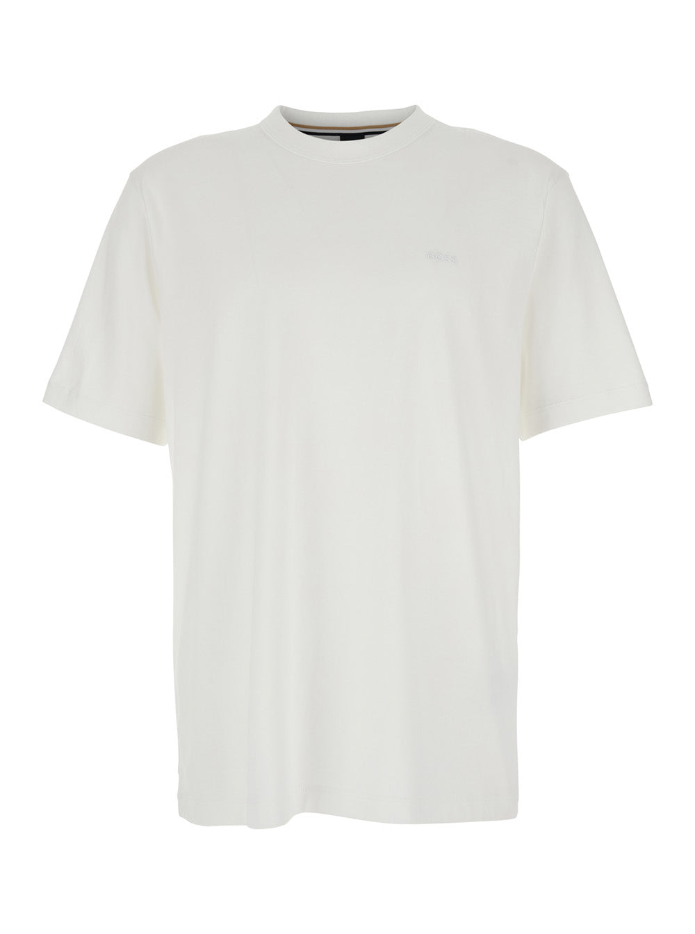 White T-Shirt with Logo Lettering Embroidery on the Front for Men Cotton Tshirts And Polo Shirts