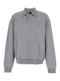 Long Sleeve Polo with Dropped Shoulders and Ribbed Wool Finish in Gray for Men Grey Cotton Polyester Elastane Tshirts Shirts