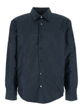 Blue Jacket with Classic Collar and Button Closure on the Front in Tech Fabric for Men Blu Polyester Outerwear