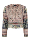 Valerio Jackets Multicolor Print With Silk Front Closure For Women Sapphire Blazers