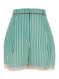 Shorts Yuri With Green Stripes Silk And Viscose For Women Bermuda