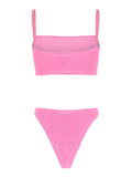 Gigi Bikini with Square Neckline and Thin Straps in Pink Ribbed Fabric for Women Polyamide Elastane Beachwear