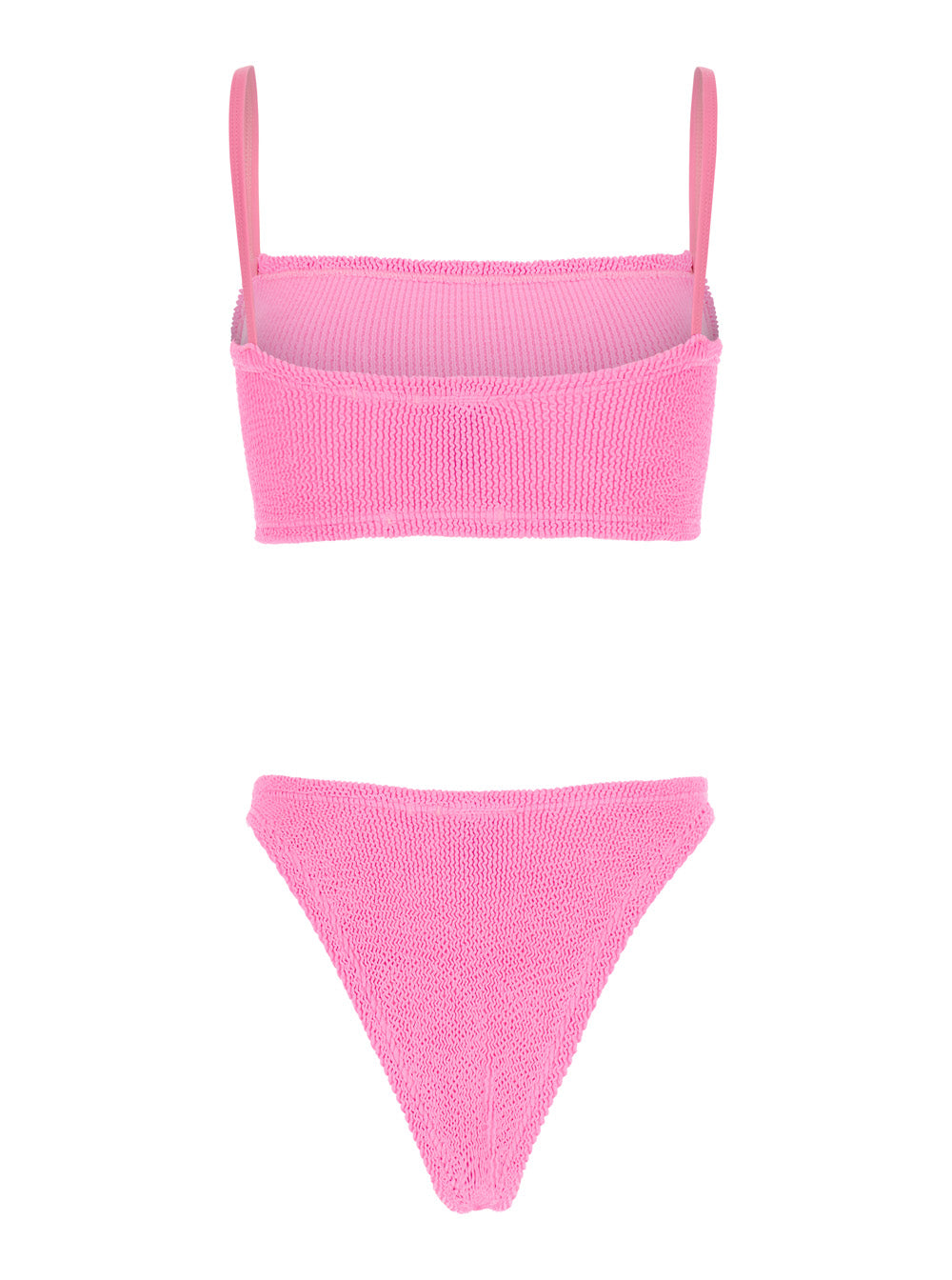 Gigi Bikini with Square Neckline and Thin Straps in Pink Ribbed Fabric for Women Polyamide Elastane Beachwear