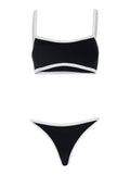 Bikini Tyler with Contrast Edges in Black Knit Fabric for Women Polyamide Lyocell Beachwear