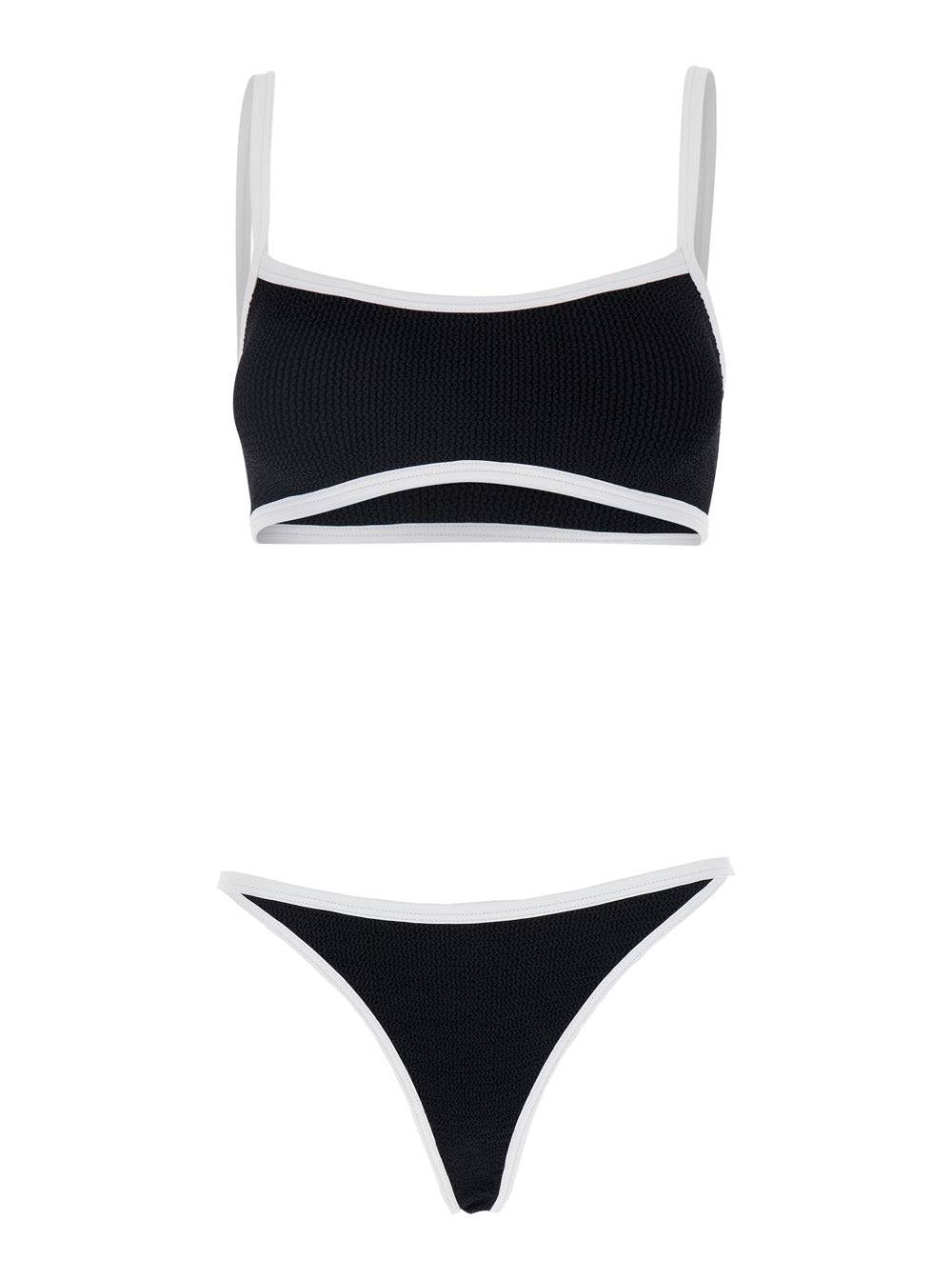 Bikini Tyler with Contrast Edges in Black Knit Fabric for Women Polyamide Lyocell Beachwear