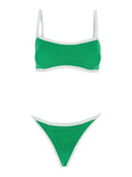Bikini Tyler with Straps Intreccio Design and Wide Neckline in Tech Fabric Green Women Polyamide Lyocell Beachwear