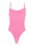 One-Piece Swimsuit Pamela with Open Back in Stretch Tech Fabric Pink Women Beachwear