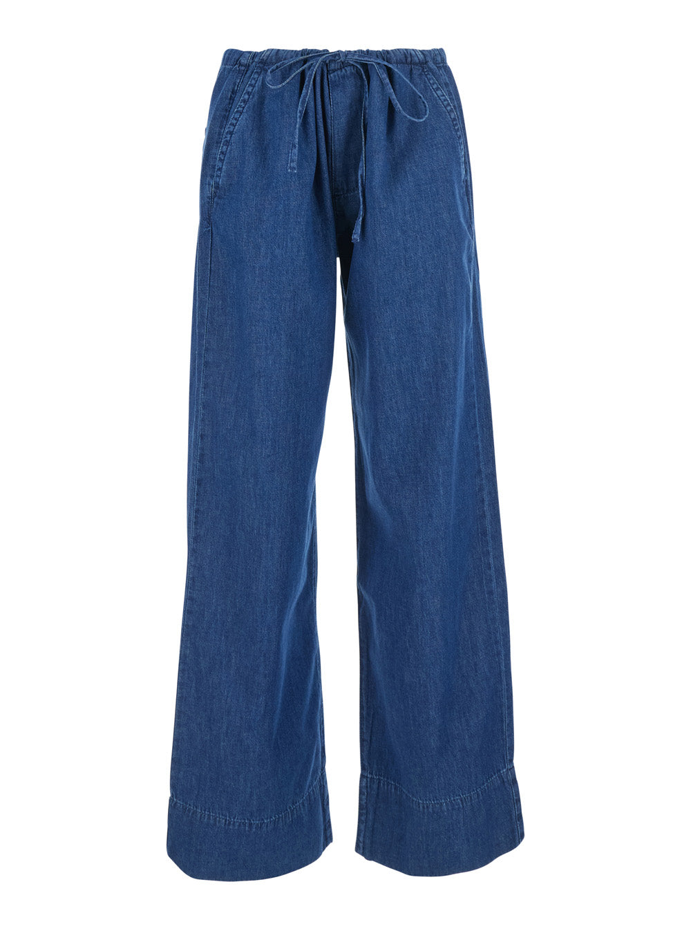 Jeans Woman Blue With Five Pockets And Vintage Detail Cotton Blu