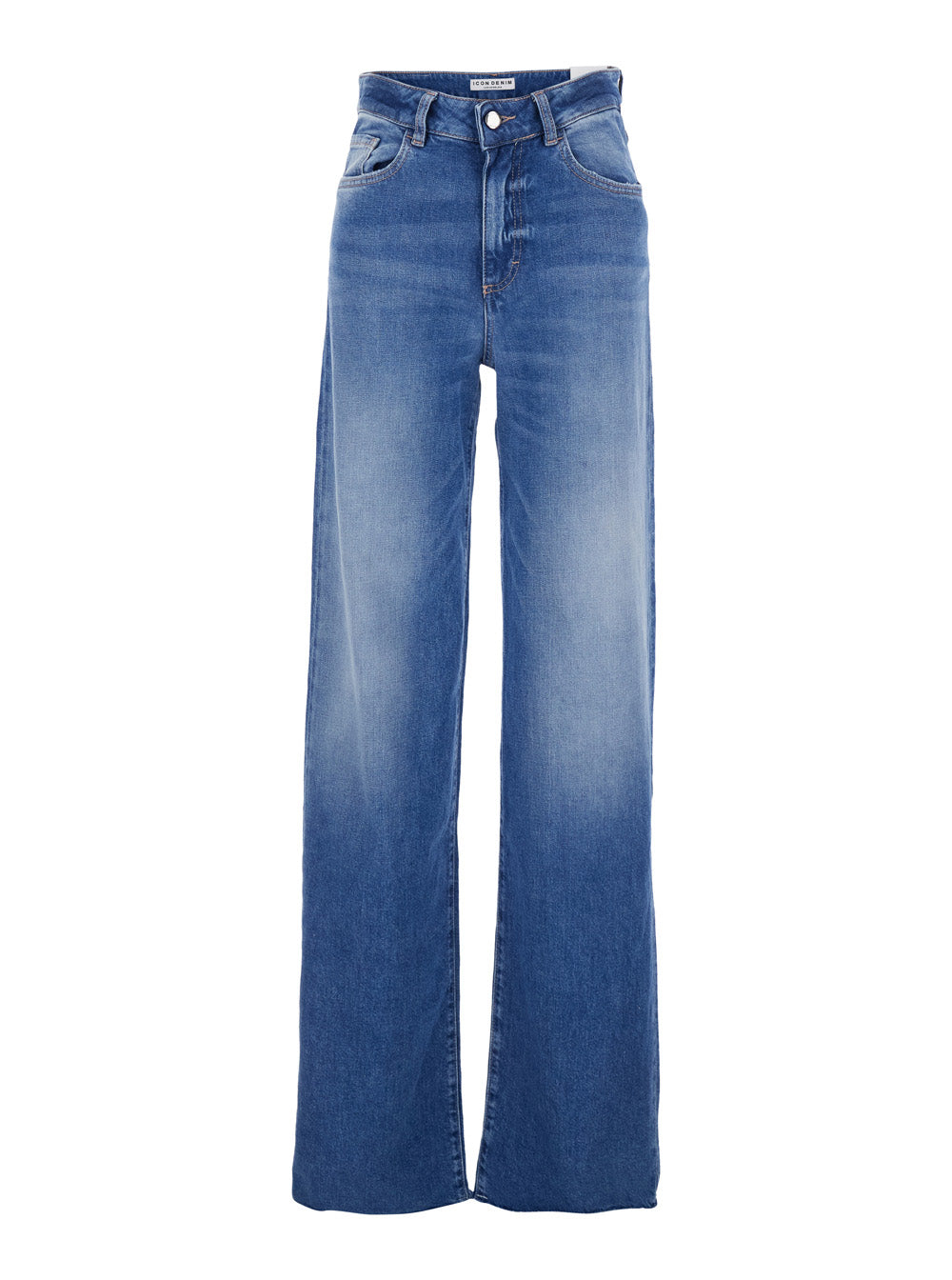 Blue Jeans with Five-Pocket Design and Logo Patch on the Back in Denim for Women Blu Cotton Elastane