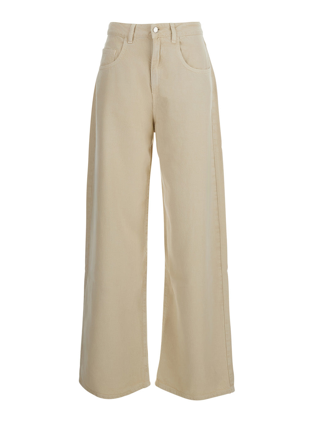 WOMAN JEANS POP with V-Pockets and Contrast Details in Beige Cotton for Women Lyocell