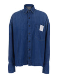 Shirt WOMAN with Classic Collar and Long Sleeves in Blue Cotton for Women Blu Blouses