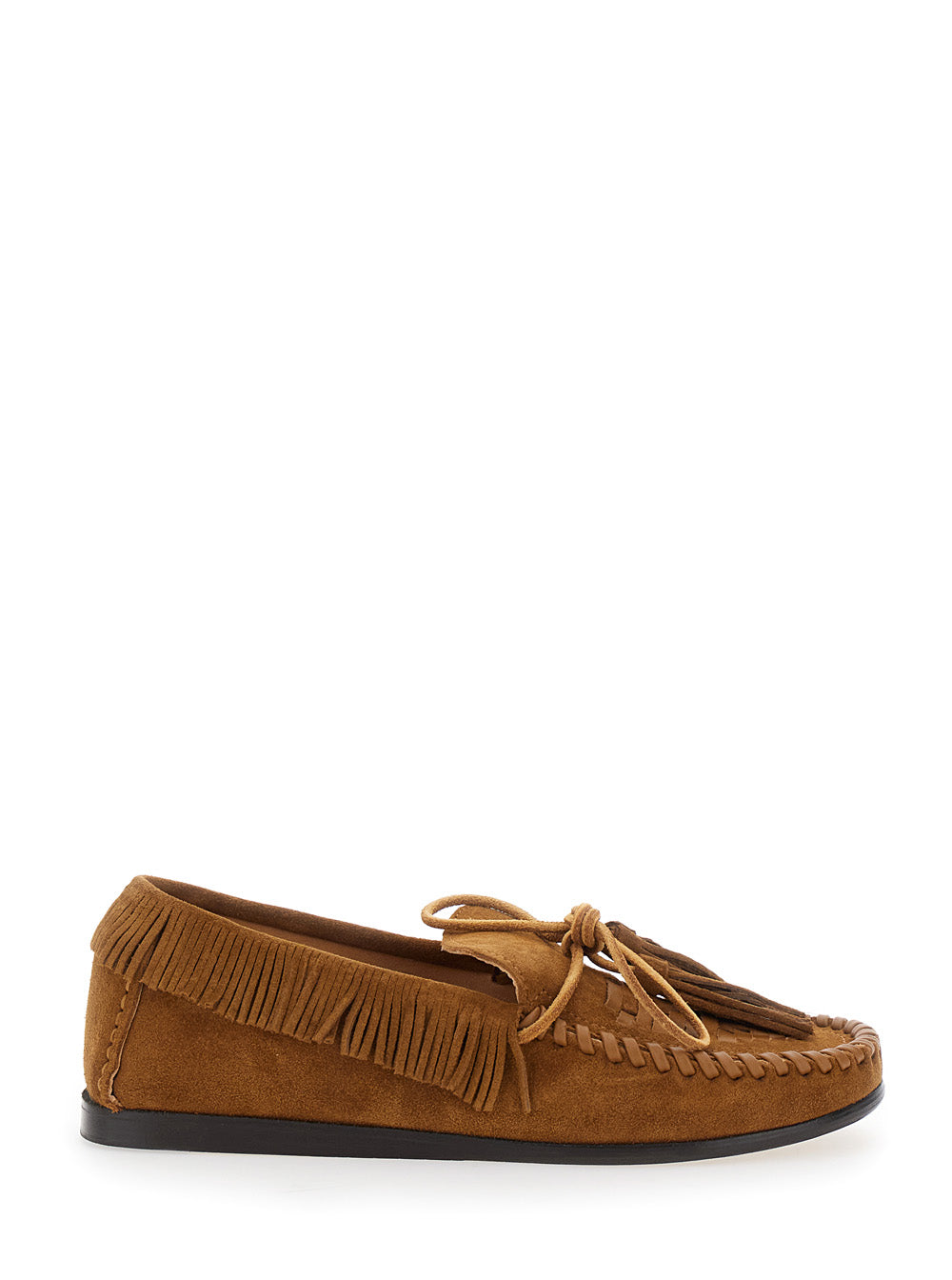 Loafers Fitza with Fringed Details and Bow on the Front in Brown Suede for Women Calf