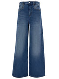 Lemony Light Blue Flared Jeans With Logo Patch Cotton Denim Woman Blu