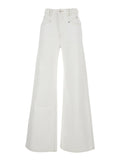 Jeans Lemony with Logo Patch on the Back in White Denim for Women Cotton