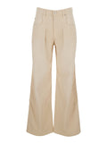 Jeans Rodayna With Logo Patch On The Back And Wide Leg Beige Denim For Women