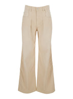 Jeans Rodayna With Logo Patch On The Back And Wide Leg Beige Denim For Women - FR 34