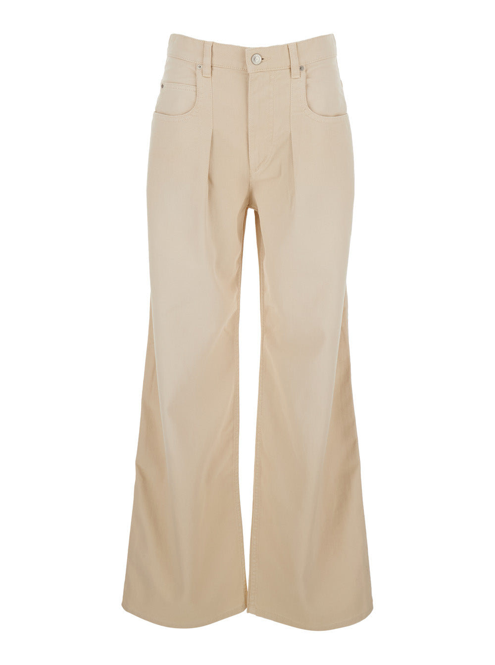 Jeans Rodayna With Logo Patch On The Back And Wide Leg Beige Denim For Women - FR 34