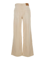 Jeans Rodayna With Logo Patch On The Back And Wide Leg Beige Denim For Women - FR 38