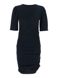 Dress Mylda Crew Neck With Pleated Details Black Cotton For Women